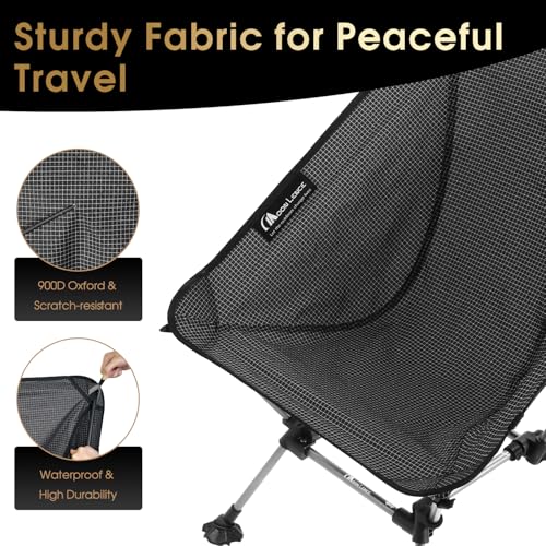 MOON LENCE High Back Folding Camping Chairs, Height-Adjustable, Widened Seat, for Beach with Anti-Sinking Feet (Onyx-Plus) - color: Onyx-plus