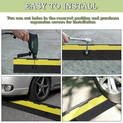 3 Pack 2 Channel Cable Protector Ramp – 11,000 lb Heavy Duty Rubber Speed Bump & Hose Protector with Non-Slip Surface, for Indoor Outdoor Driveways, Events, Worksites