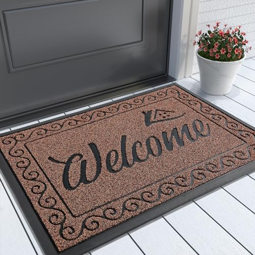 Yimobra Welcome Front Door Mat, Heavy Duty Easy Clean Doormat Indoor Outdoor, Waterproof Quick Dry Floor Mat for Home, Garage, Hign Traffic Areas, Non Slip, Low Profile, 29.5X17 Inches, Maroon - color: Maroon, size: 29.5x17 Inch
