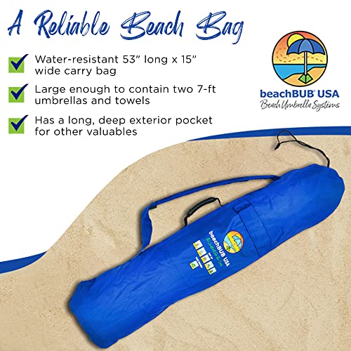 BEACHBUB Beach Umbrella Bag - Waterproof & Foldable Beach Bag for Umbrellas with Wide Padded Shoulder Strap & Molded Carry Handle - color: Deep Ocean Blue