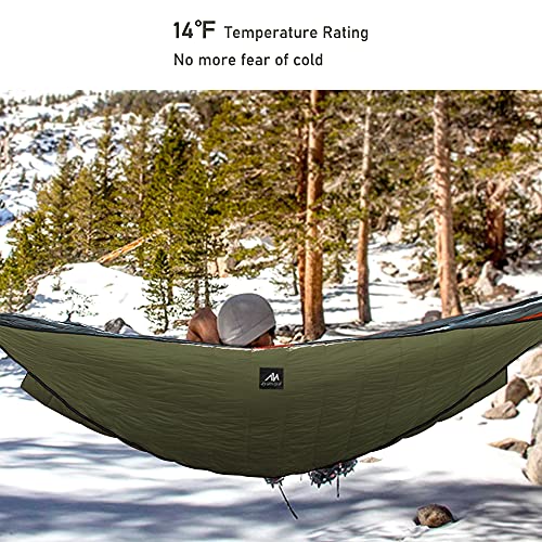 Double Hammock Underquilt, HIKERBRO 4 Season Heavy Duty Under Quilt with Tree Straps, Large Hammock Protector for Winter Camping, Backpacking, Hiking - color: Army Green (98.4"x66.9"- for Double Hammock)
