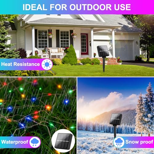 Brightever Solar String Lights, 2-Pack Total 80FT 200LED Solar Fairy Lights with 8 Lighting Modes, Solar Lights Outdoor Waterproof for Patio Christmas Wedding Party Tree Yard Decoration (Multicolor) - color: Multicolor, size: 2Packs（40FT 100LED）