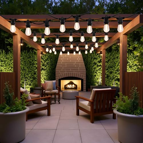 LED Patio String Lights, 35ft 18 Lights Adapter Powered, E26 Socket with S14 Bulbs Weatherproof Outdoor Bistro Lights (18 Lights - Adapter) - color: 18 Lights - Adapter