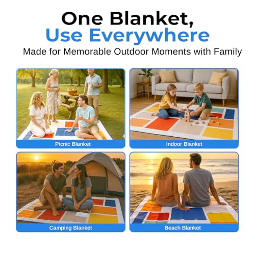 scuddles Extra Large Picnic Blanket – 80" x 80" Waterproof Outdoor Mat with Soft 3-Layer Comfort, Foldable Design & Carry Strap for Beach, Camping, Parks, Hiking & Family Picnics - color: Green