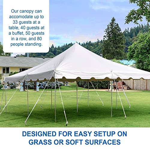 Party Tents Direct 20 x 20 Weekender Pole Tent with Sidewalls, Heavy Duty Waterproof PVC White Canopy, Easy Up Outdoor Event Pavilion Gazebo for Weddings, Parties, Graduations, and Banquets - color: White, size: 20' x 20'