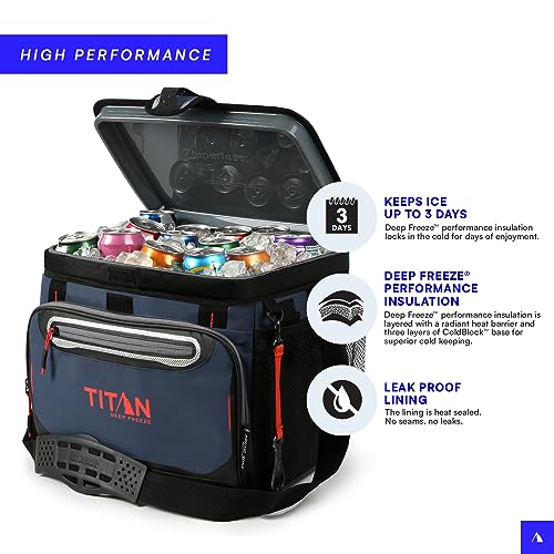 Titan by Arctic Zone Deep Freeze Cooler - Zipperless Hardbody Cooler - Deep Freeze Insulation, HardBody Liner, and SmartShelf - color: Navy Blue, size: 30 Can