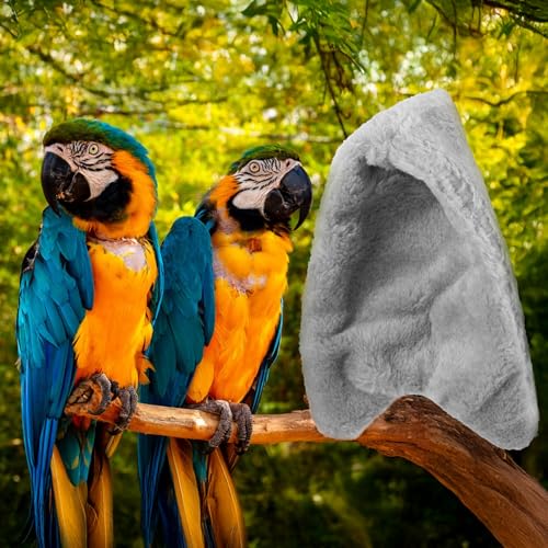 Comfort Corner Fleece Bird Blanket for Cage Cuddle Nest Hanging Warmer Parrot House Cozy Birds Bed Warm Birds Shelter Bed for Cage Hanging Hammock Toy for Greys Parakeet Cockatiel Conure - color: grey