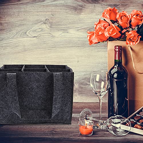 Cabilock 6 Bottle Wine Carrier Tote Bag Felt Wine Bag Portable Bottle Holder for Travel Picnic Party Storage 9.8X7X6.3 Inches