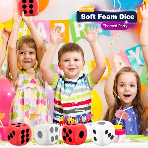 2 Pieces 6 Inches Large Foam Dice Set Giant Foam Dice Soft Dot Dice Toy for Family Educational Toys Parent Child Board Games Nights Casino Themed Party Decoration (Color Set 7) - color: Color Set 7