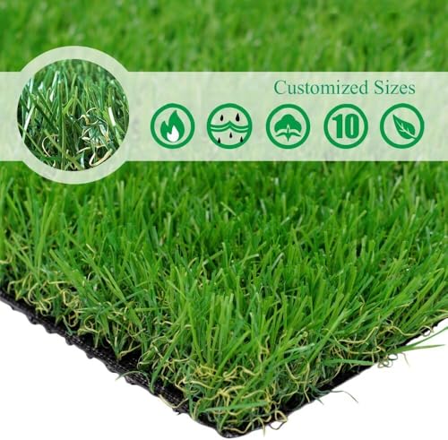 Petgrow Realistic Artificial Grass Turf -5FTX10FT(50 Square FT),Indoor Outdoor Garden Lawn Landscape Synthetic Grass Mat - Thick Fake Grass Party Wedding Christmas Rug - color: 5 Ft, size: 5 x 10 Feet