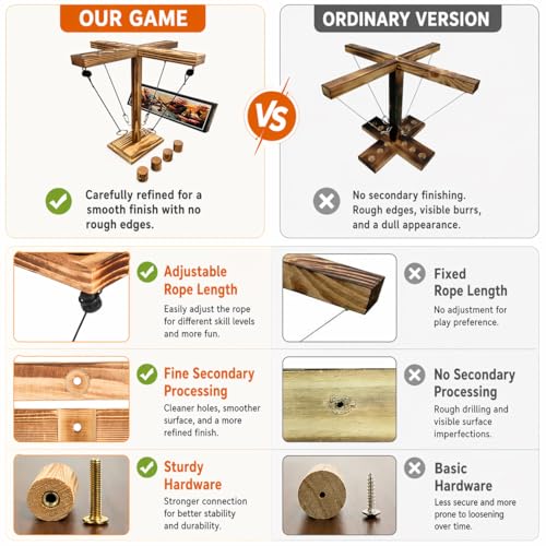 Ring Toss Game for Adults, Wooden Hook and Ring Game, Tabletop & Yard Games for Indoor Outdoor Social Play, Party Games for Family and Friends, Gift Idea - size: Medium(12in*12in*13in)