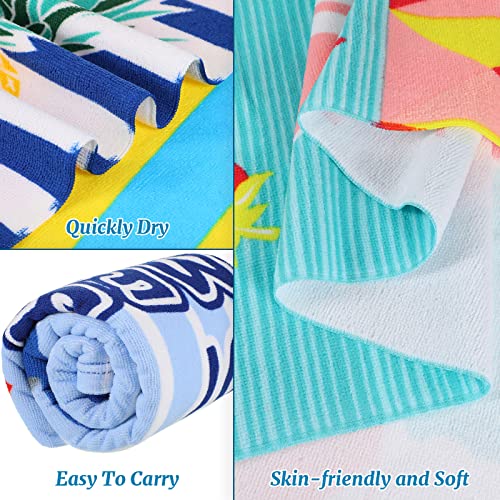 Mixweer 8 Packs Microfiber Beach Towel Bulk 60 x 28 Inch Sand Free Travel Large Microfiber Pool Swim Multi Style Beach Towel Blanket for Adult on Vacation Accessories(Classic Style) - style: Classic
