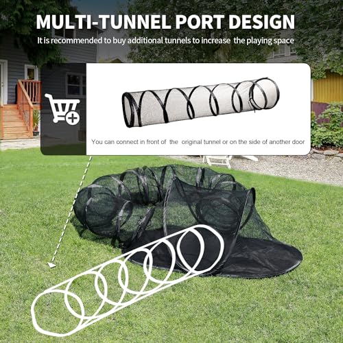 Rest-Eazzzy Outdoor Cat Enclosures, Portable Cat Tent for Outside Enclosure for Indoor Cats, Catio Outdoor Cat Enclosure for Kitty and Small Animals, Cat Playpen with Tunnel, Storage Bag - color: black- circular tunnel