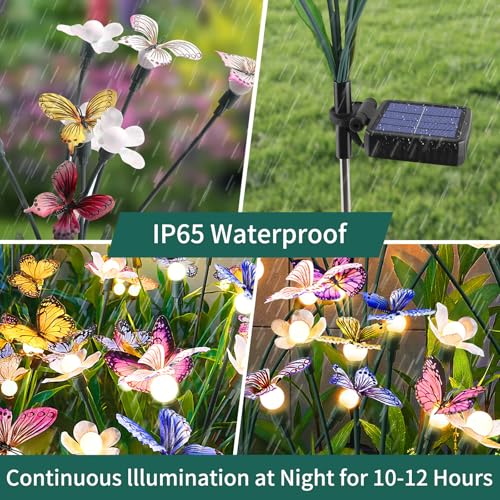 FENSAN Solar Garden Lights,4packs-32LED Outdoor Solar Powered Decor for Yard, Patio, Pathway, IP65 Waterproof Butterfly Lights - color: butterfly 4packs