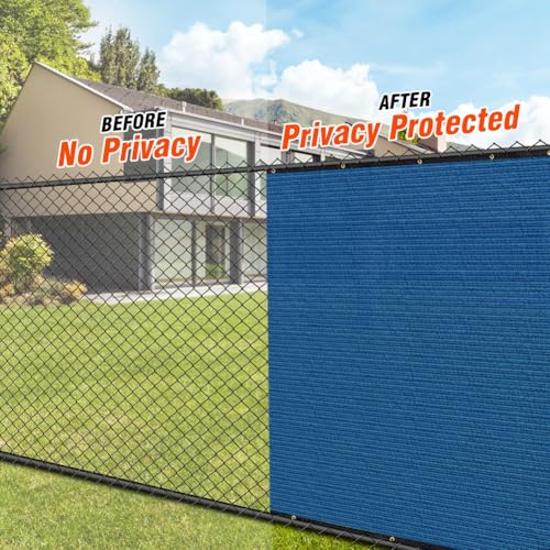 iCover 4x12ft Privacy Screen Fence, Outdoor Fencing Panels, Garden Windscreen Mesh Shade Sail Net Barrier, Fence Privacy Screen Reinforced Bindings and Brass Grommets Cable Zip Ties, Royal Blue - color: Royal Blue, size: 4x12ft