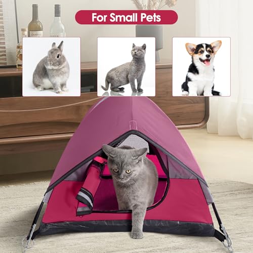 Cat Camping Tent, Cat Tent Bed, Pet Tent for Indoor Cat and Small Dog, Mini Tent (Red, 21 x 21 x 14 Inches) - color: Red