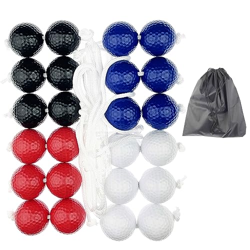 12 Pack Ladder Balls Ladder Toss Balls Replacement with Storage Bag for Toss Match - color: Red Blue Black White