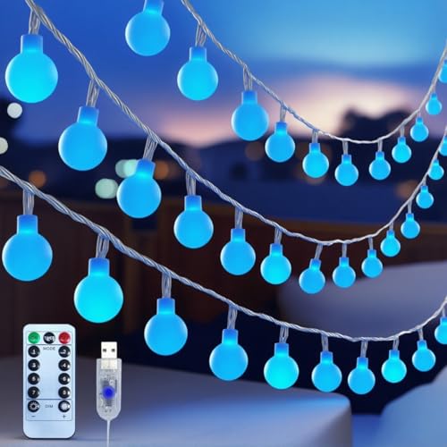 Mini Globe String Lights USB Plug in 38ft 100 Led Fairy Lights with Remote Timer Dimmable 8 Modes for Indoor Outdoor Bedroom Dorm Garden Birthday Party Camping Wedding Christmas Tree Decoration, Blue - color: 100LED-Blue