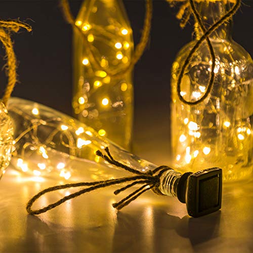 YJFWAL Upgraded 12 Pack Solar Wine Bottle Lights, 20 LEDs Waterproof Copper Light, Bottle Light Fairy Cork String Lights for Yard Patio Decor, DIY Birthday Gift for Mom Grandma Girlfriend(Warm White) - color: Warm White (Square Shaped), size: 12 Pack