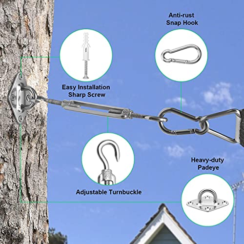 Sun Shade Sail Hardware Kit - 6 Inch 304 Stainless Steel Sunshades Canopy Installation Kit for Install Rectangle & Triangle Shade Sails Deck Garden Lawn Patio Outdoor Metal Sail Shade Hardware Kit - color: light silver