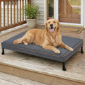Veehoo Chew Proof Elevated Dog Bed, Indestructible Raised Dog Bed with Exclusive Cover, Washable Orthopedic Padded Pet Cot for Indoor & Outdoor, Extra Large Dog Bed 49" x 32", Dark Grey - size: X-large