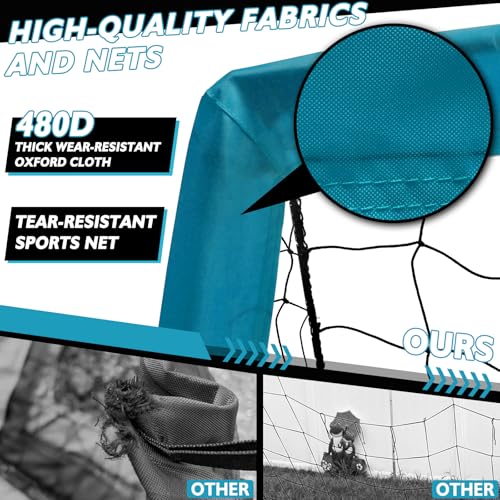 2 of 5×3 6x4 9x5 FT Portable Kids Soccer Goals Set, Foldable Soccer Practice Nets for Backyard with Carrying Bag for Toddler Youth Pop Up Soccer Training Equipment Indoor Outdoor Sports Game Gift - color: Blue, style: 5x3FT