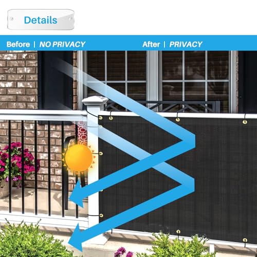 Patio 3' x 25' Balcony Privacy Screen Apartment Railing Covers Fence Panels for Outdoor, Temporary Fencing for Porch Deck Backyard Net Mesh with Zip Ties, Black