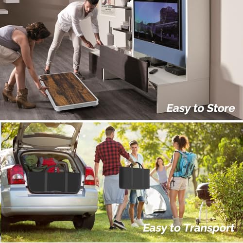 Bonnlo Folding Portable Bar Table, Mobile Bar Table for Events, Party, Camping, Picnic, Tradeshow, Indoor with Black Skirt 39 "L x 34" H - color: Nature