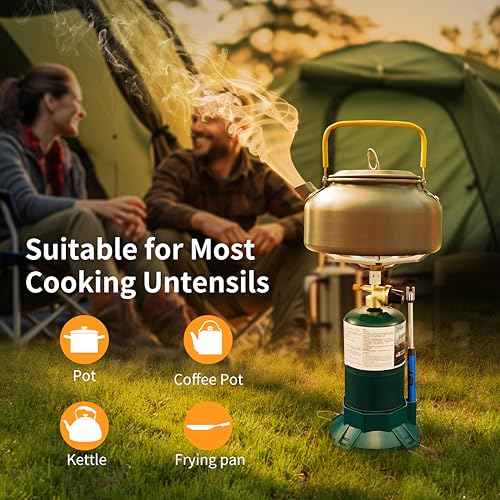 Propane Camping Stove With Propane Burner, Single Burner Bottle Top Propane Stove Adjustable Flame for Backpacking,Hiking,Camping,Tank Top Stove With USB Cable (Fuel not included)