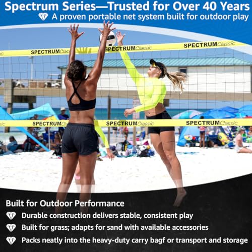 Park & Sun Sports Spectrum Classic: Adjustable Professional Outdoor Volleyball Net System - color: Red