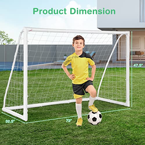 Soccer Goal, 12FT x 6FT/6FT x 4FT All-Weather Soccer Net with Frame, Quick Set-Up, Resilient Netting, Portable Soccer Goals for Backyard School Kids Soccer Training - size: 6FT x 4FT