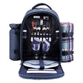 Apollo Walker Picnic Backpack Bag for 2 Person with Cooler Compartment, Detachable Bottle/Wine Holder, Fleece Blanket, Plates and Cutlery (Blue) - color: Blue, size: 2 Person