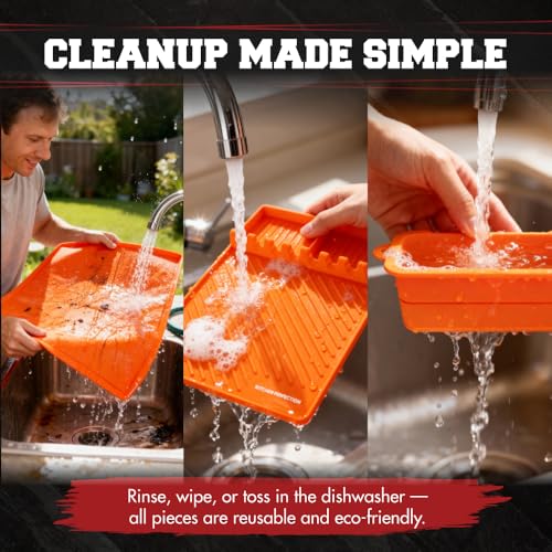 KITCHEN PERFECTION Ultimate Kit for Blackstone Griddle 36 Inch - Silicone Griddle Cover Mat + Griddle Accessories Mat + 2 PCS Silicone Grease Cup Liners Hermetic Protection from Rust & Debris All Year - color: Orange 36 inch Ultimate Kit