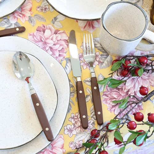 ANNOVA Silverware Set, Retro/Rivet Colorful Stainless Steel Tableware Kitchen Flatware Set Utensils, Includes Dinner Knives, Forks, Spoons, Salad Forks & Dessert Spoons (Chocolate Brown, 20 Pieces) - color: Chocolate Brown, size: 20 Pieces
