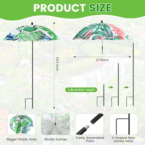 Abbylike Plant Umbrellas for Outdoor Plants, Garden Umbrella Shade for Potted Plants and Garden Beds Plant Cover for Sun Summer Beach Terrace Swimming Pool(Flamingos & Monstera,Pink and Green,2 Set) - color: Pink and Green, size: Flamingos & Monstera