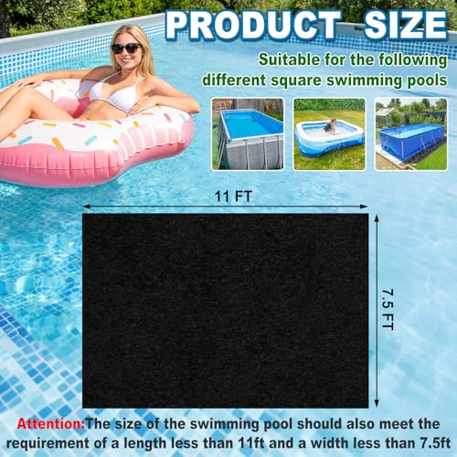 11x7.5Ft Rectangular Pool Liner Pad for Above Ground Swimming Pools,250g/㎡ Heavy Duty Pool Ground Mat Under Pool Pad, Durable Pools Bottom Liner Protector to Prevent Puncture and Extend Liner Life - size: 11' x 7'wid_ft_inches" (Rectangular)
