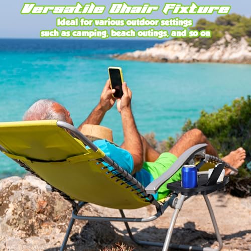 AceOrbit 4 Pieces Zero Gravity Chair Tray Beach Chair Cup Holder Attachment Universal Clip on Multifunctional Recliners Table with Mobile Device Slot and Snack Tray/Black