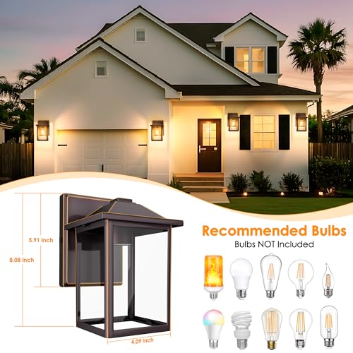 MATAMEYE Outdoor Wall Lantern, Exterior Waterproof Wall Sconce Light Fixture, Oil Rubbed Bronze Front Door Mounted Lighting with Glass, Anti-Rust Porch Lamp - color: Oil-Rubbed Bronze, size: 8.08 inch