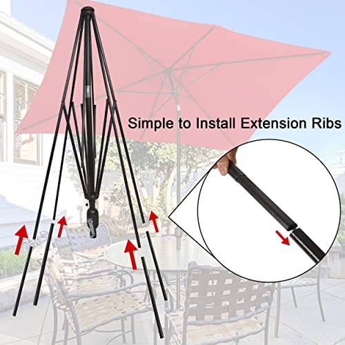 Blissun Rectangular Patio Umbrella, Table Market Umbrella with Tilt and Crank, Outdoor Umbrella for Garden, Deck, Backyard, Pool and Beach - color: Red, size: 6.5 x 10 FT