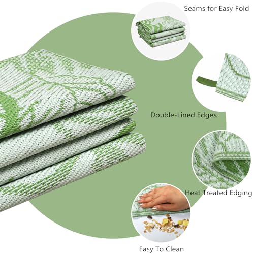 famibay Outdoor Rug Waterproof 5x8 Plastic Straw Rug Reversible Patio Rug Outside Camping Rug Patio Mat Lightweight Foldable Outdoor Carpet for Patio Balcony Deck Camping - color: Grass Green, size: 5' x 8'