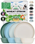Grow Forward Premium Wheat Straw Plates and Bowls Sets - 8-Piece Wheat Straw Dinnerware Sets - Unbreakable & Reusable Microwave Safe Plastic Dinner Plates for Outdoors, RV, Camping Dishes - Oasis - color: Oasis