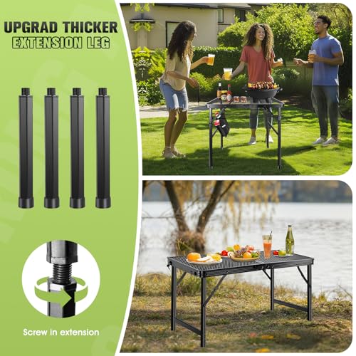 Ciavca Upgraded Folding Grill Table - Metal Portable Camping Table, 2 Height Adjustable Max 22", Lightweight Foldable for Outside BBQ 24"x15.8" - size: 24"x15.8"x22"