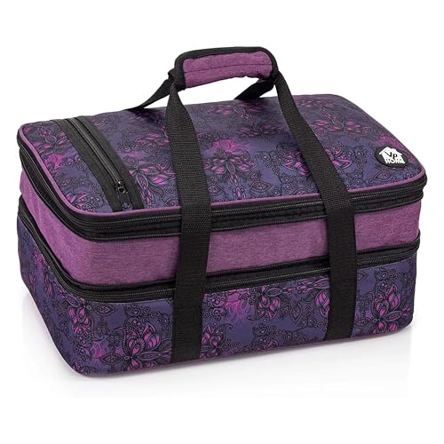 VP Home Double Casserole Insulated Travel Food Containers Carry Bag - Henna Tattoo Design for Trip Birthday Party, Mother's Day, Grocery Store, Supermarket, Outdoor Picnic, and More - Lunch Bag - color: Double Henna Tattoo