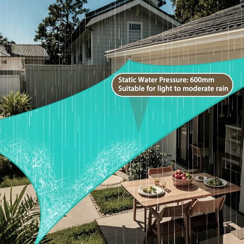 Amagenix Waterproof Sun Shade Sail 10'x10' Turquoise Shade Canopy Curved Edge 95% UV Blocking Awning Shelter for Outdoor Patio Backyard Garden Activities,Customized - color: Turquoise, size: 1 0' X 1 0', style: Waterproof Rectangular