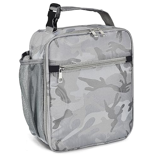 Insulated Lunch Bag, Leakproof Portable Lunch Box for Women Men Boys Girls, Large Capacity Cooler Bag for Office School Camping Hiking Outdoor Beach Picnic (Camo Grey) - color: Camo Grey