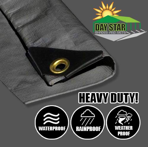6'X8' Silver Tarp Extra Heavy Duty 12 MIL 3 Ply Coated Reinforced Canopy 6 oz 3 Layer (Finished Size 5.6' X 7.6') - size: 6'x8'