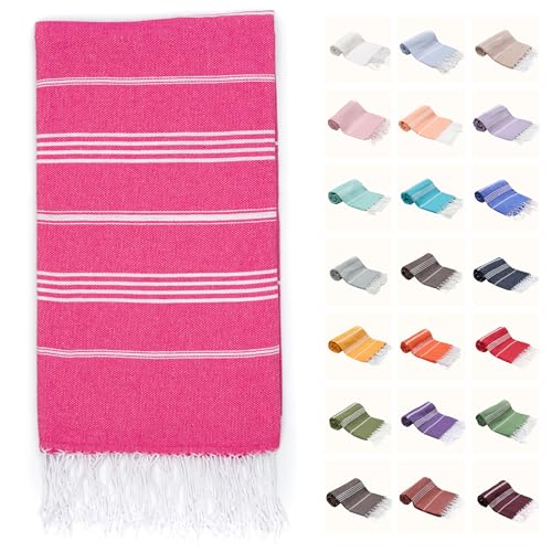PARK&OZ Turkish Beach Towel – Oversized 100% Cotton Quick-Dry & Sand-Free Blanket 72"x40" – Ultra-Absorbent, Lightweight & Compact Pool Towel for Beach, Travel, Spa, Gym, Camping & Home (Fuschia) - color: Fuschia