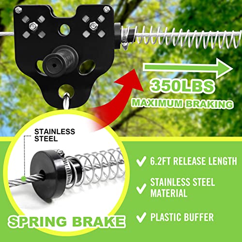 Perantlb Zipline for Backyard Kids and Adults,Zipline Kits for Backyard with 100ft Cable,6ft Zipline Spring Brake and Belt,Zip line Trolley with Handle,seat and Bag - size: 100ft