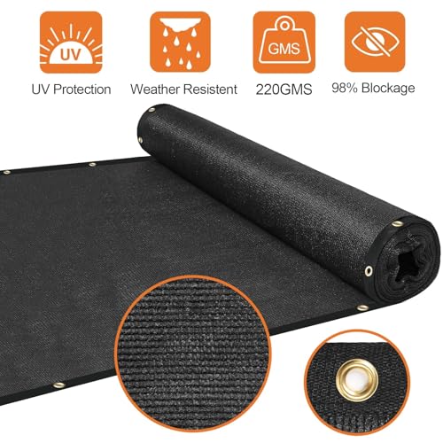 Privacy Fence Screen,with Gloves, 4X50FT Heavy Duty 220GSM 98% Blockage Privacy Screen Fence for Outdoor Wall Garden Yard Backyard (Black) - color: Black, size: 4x50 Ft