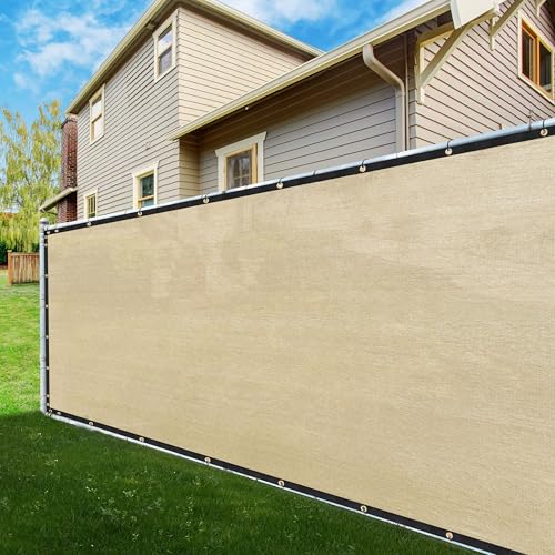 ShadeMart 6' x 10' Fence Privacy Screen Beige Heavy Duty 170 GSM Fencing Mesh Shade Net with Grommets & Zip Ties, 90% Blockage Fence Screen for Balcony Yard Outdoor Garden Pool (We Customize Size) - color: Beige, size: 0 6' x 1 0'